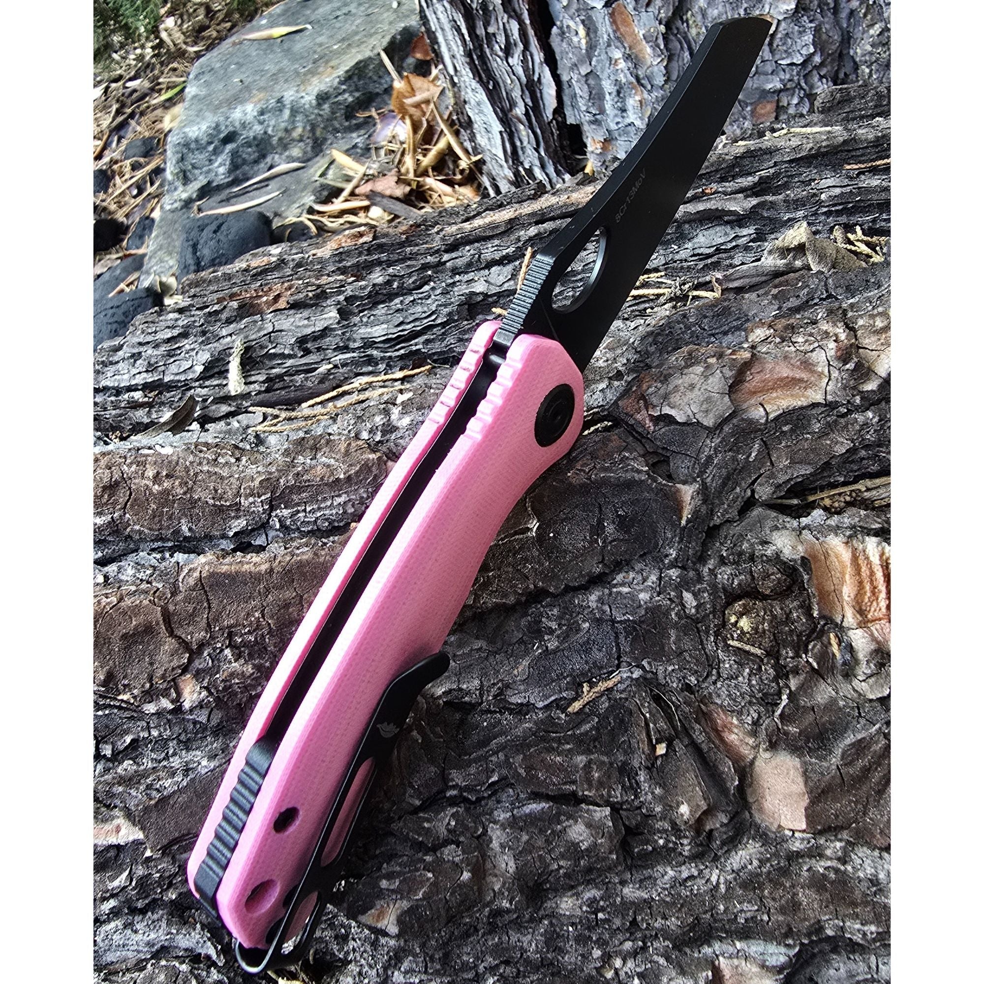 Limited Edition - Pink Wharncleaver Knife with Black Blade - G10 - 8Cr13MoV Steel - Dealer - Honey Badger Knives - HB1378