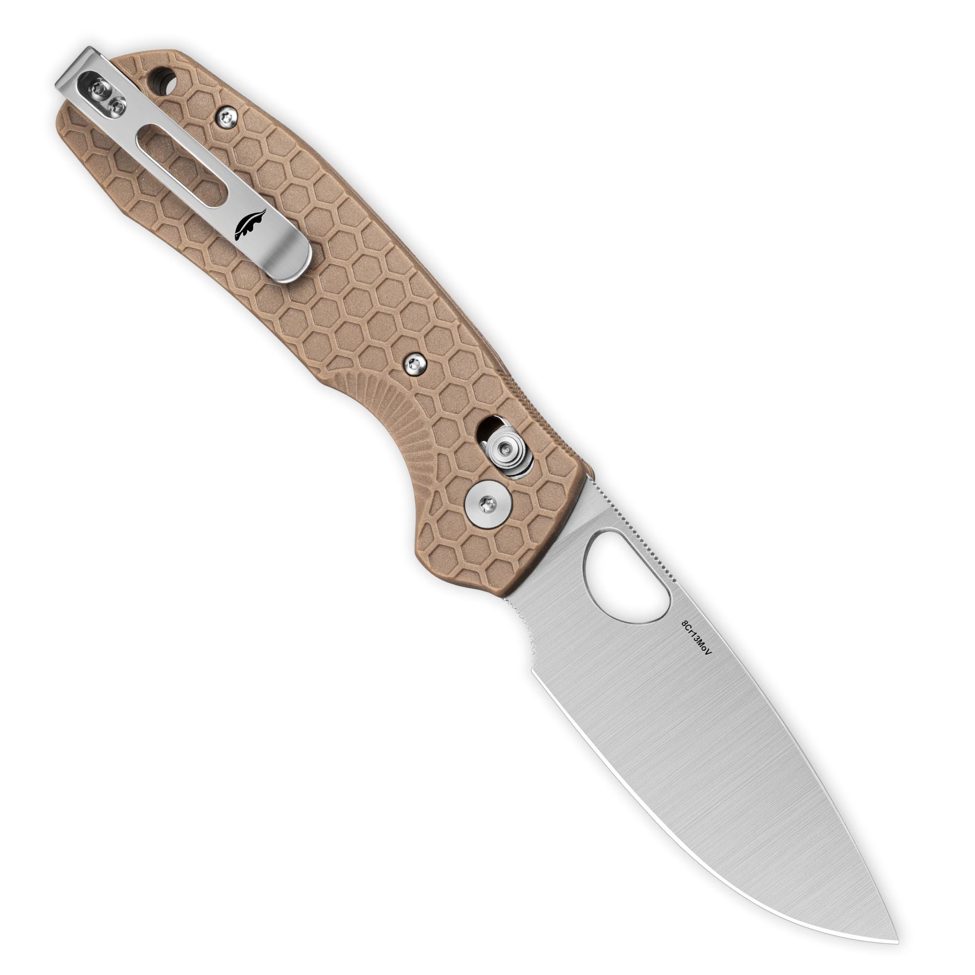 Large Drop Point Cross Bolt Knife - 8Cr13MoV Steel - Dealer - Honey Badger Knives - HB6002