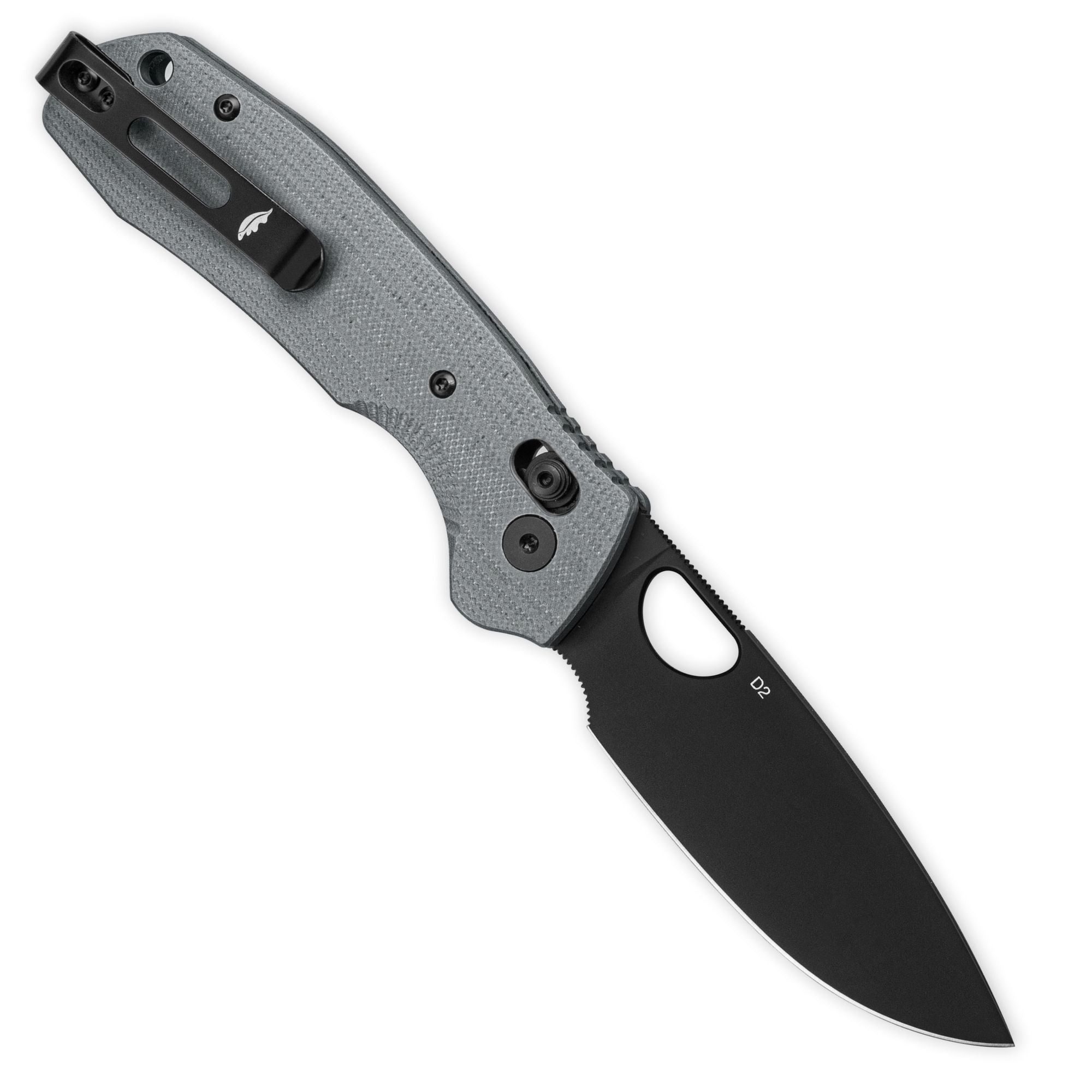 Limited Edition Crossbolt Drop Point Knife Grey G10 Handles D2 Steel - Dealer - Honey Badger Knives - HB6061