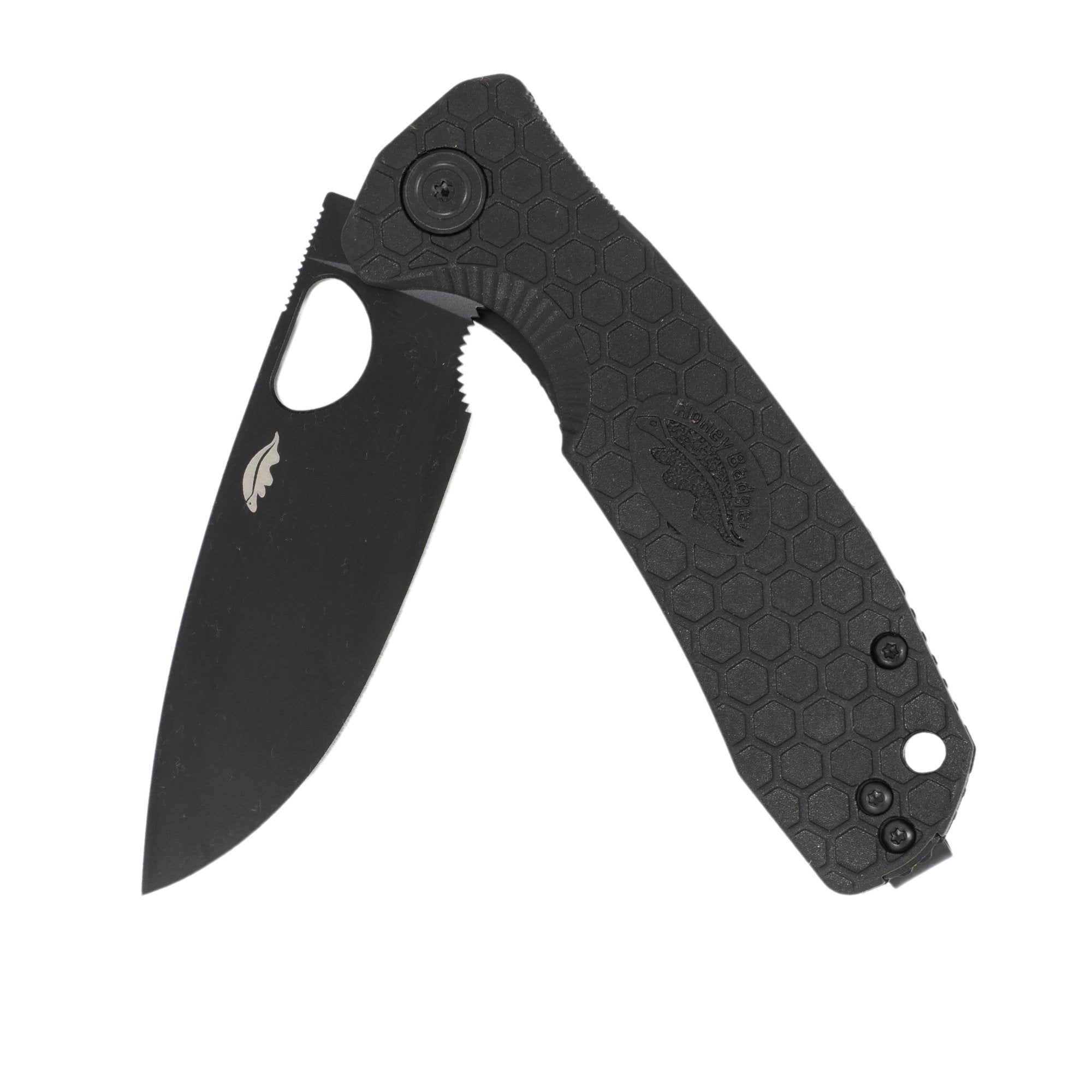 Medium Drop Point Knife - 8Cr13MoV Steel - Black Blade - Honey Badger Knives - HB1348