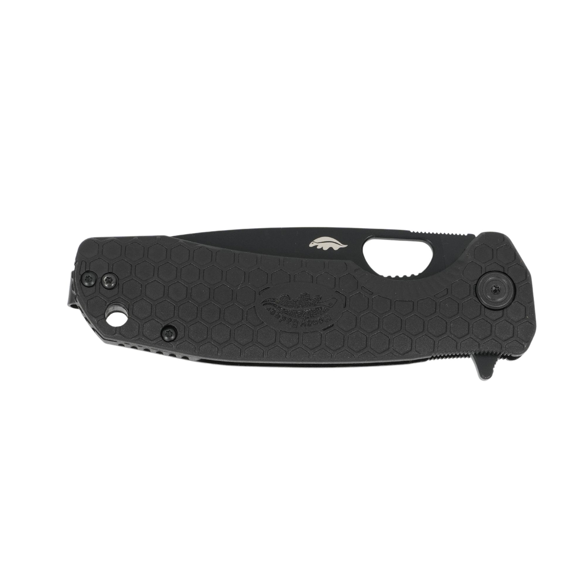 Large Drop Point Knife - D2 Steel - Black Blade - Honey Badger Knives - HB1350