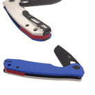 Limited Edition - Red White Blue G10 Tanto Medium Knife - Black Blade - 8Cr13MoV Steel - Dealer - Honey Badger Knives - HB1377