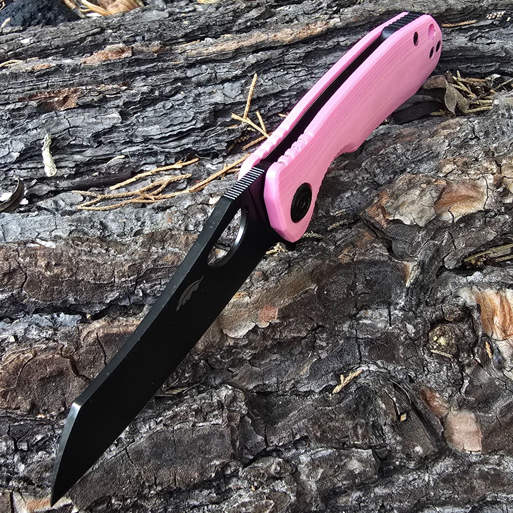 Limited Edition - Pink Wharncleaver Knife with Black Blade - G10 - 8Cr13MoV Steel - Dealer - Honey Badger Knives - HB1378