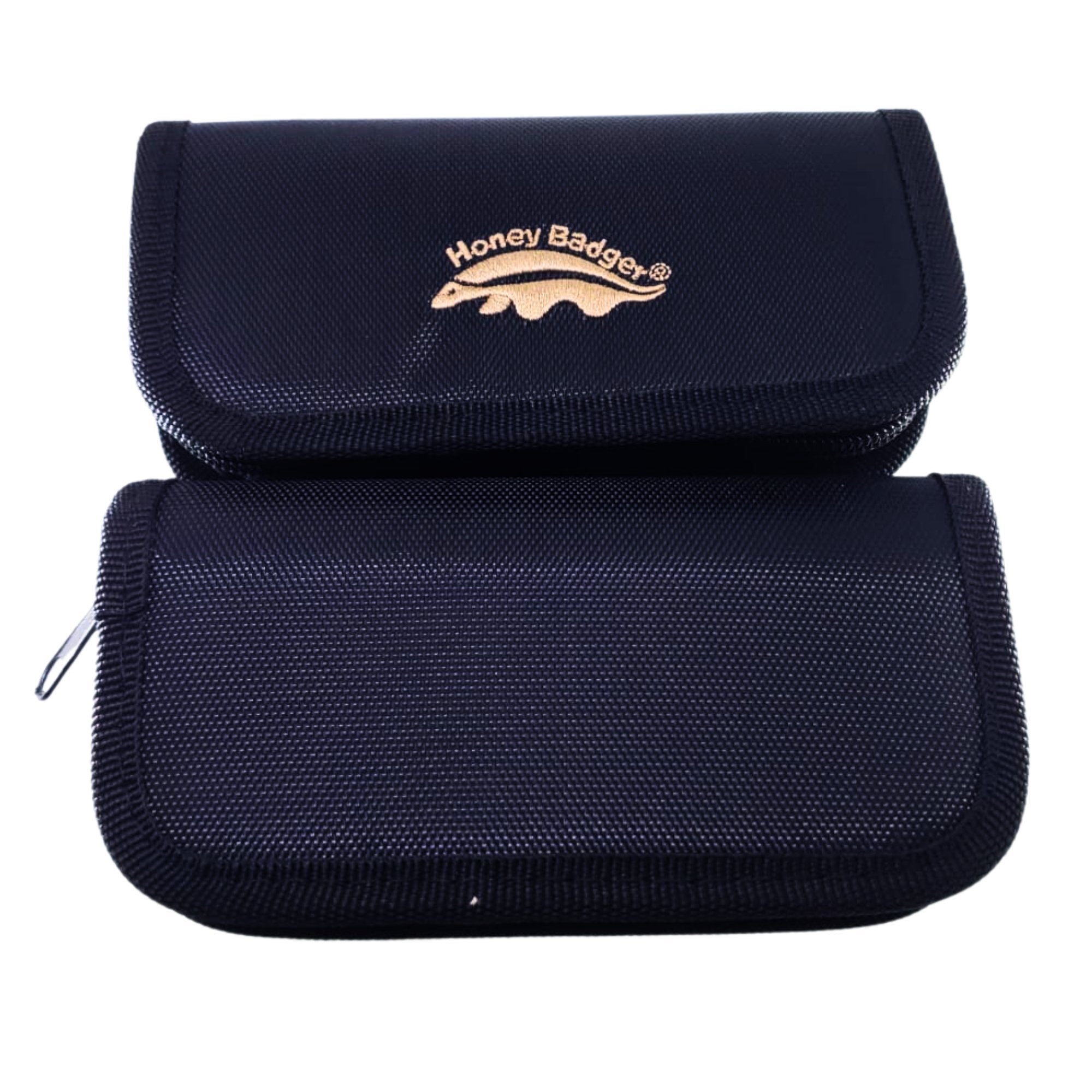 Black Zipper Knife Case with Embroidered Logo - Honey Badger Knives - HB4009