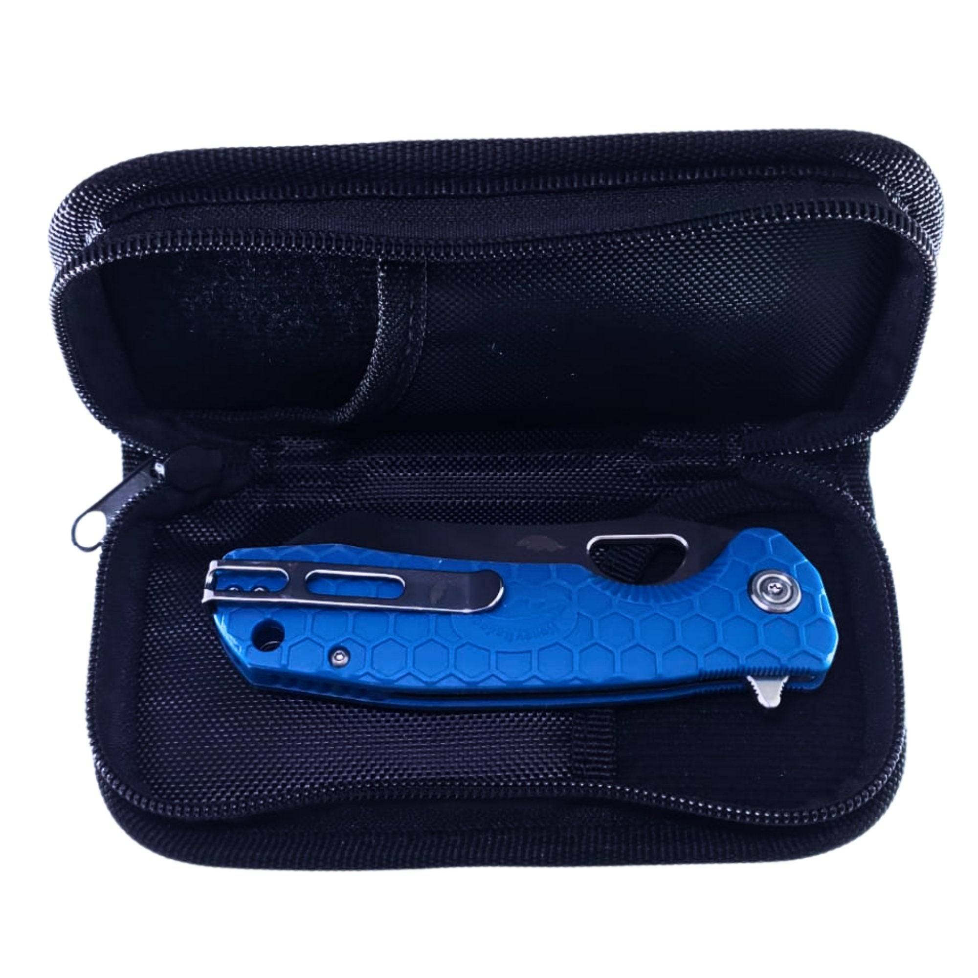 Black Zipper Knife Case with Embroidered Logo - Honey Badger Knives - HB4009