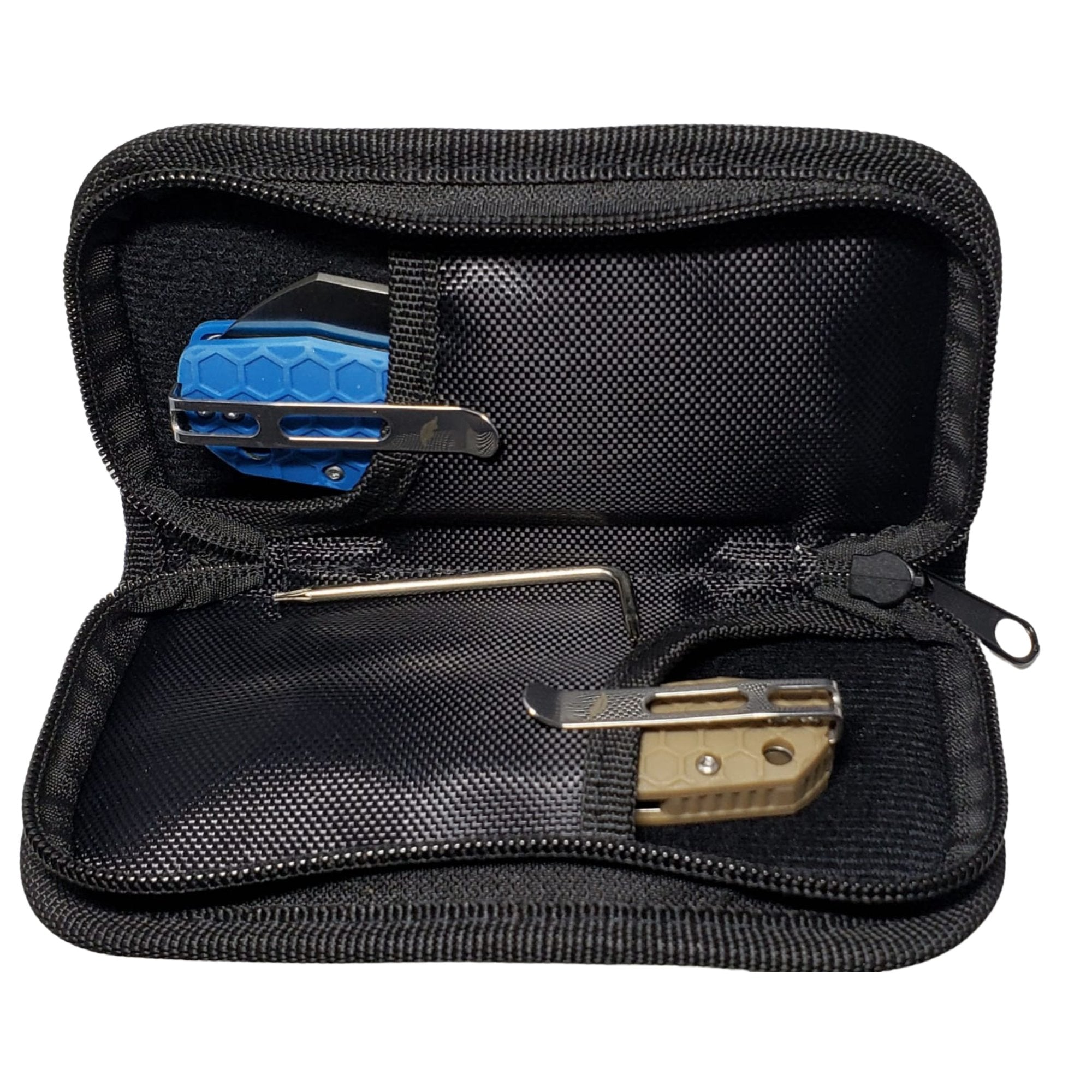 Black Zipper Knife Case with Embroidered Logo - Honey Badger Knives - HB4009