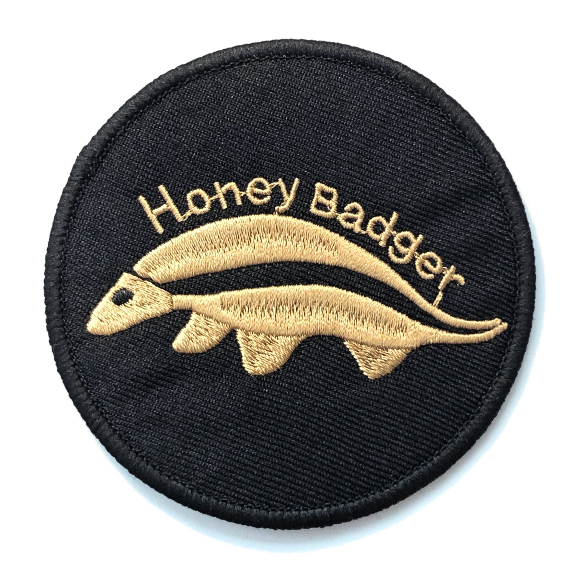 Embroidered Patch 3 1/4" Round with Velcro Hook Backing - Honey Badger Knives - HB4010