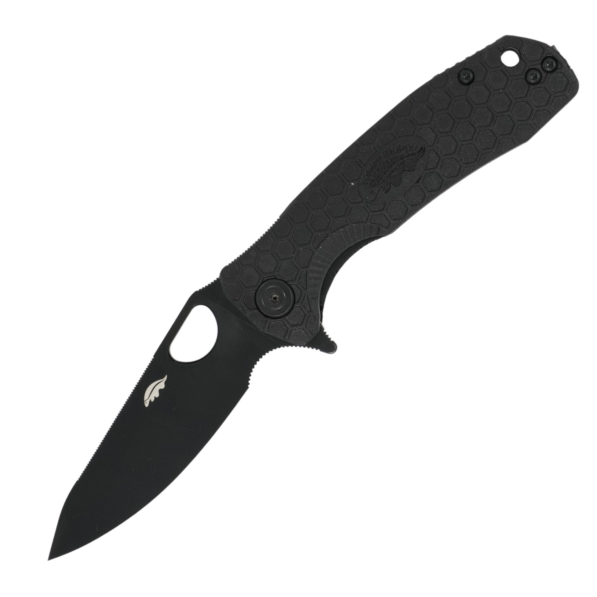 Medium Leaf Knife - D2 Steel - Black Blade - Honey Badger Knives - HB4027