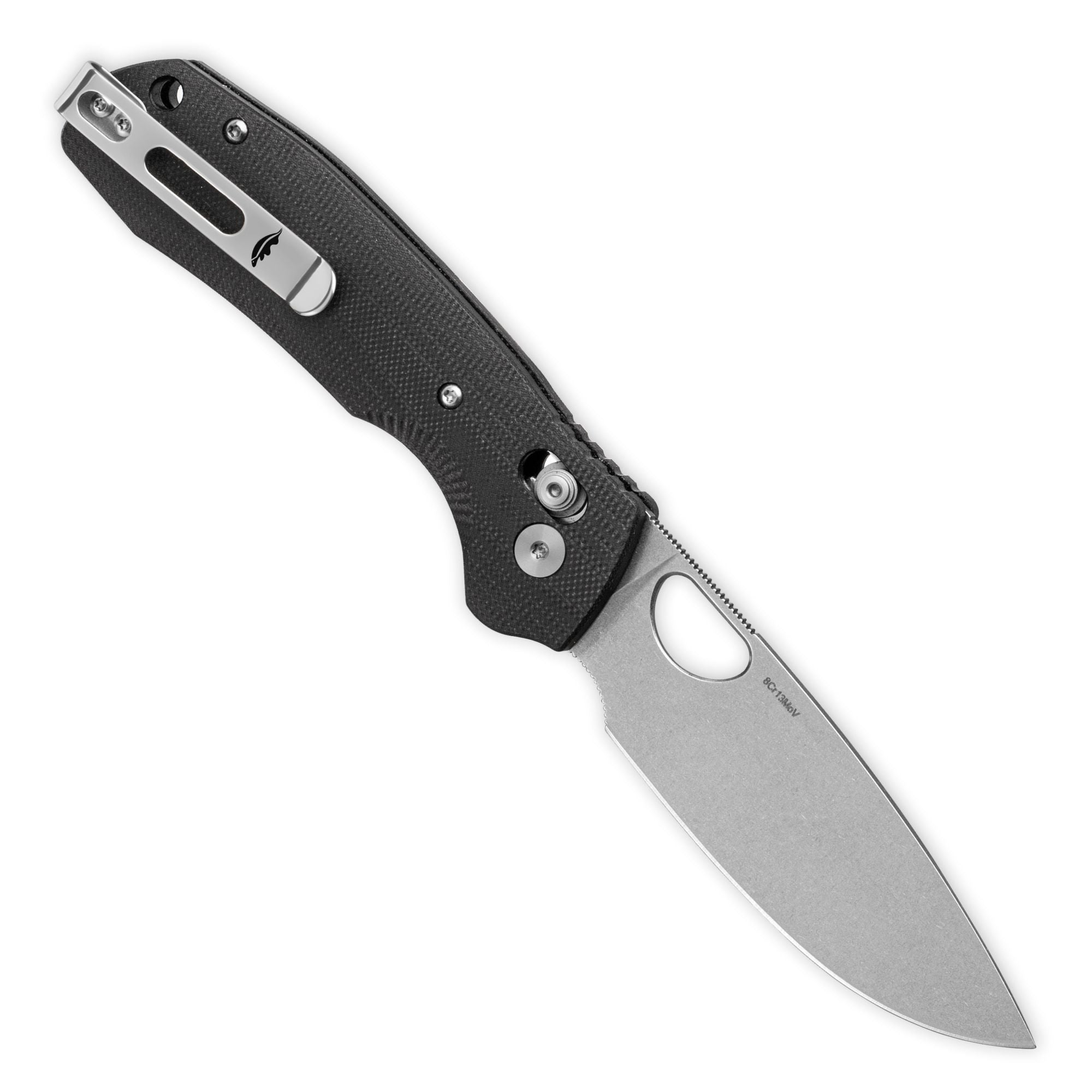 Limited Edition Crossbolt Drop Point Knife Black G10 Handles 8Cr13MoV Steel - Dealer - Honey Badger Knives - HB6051