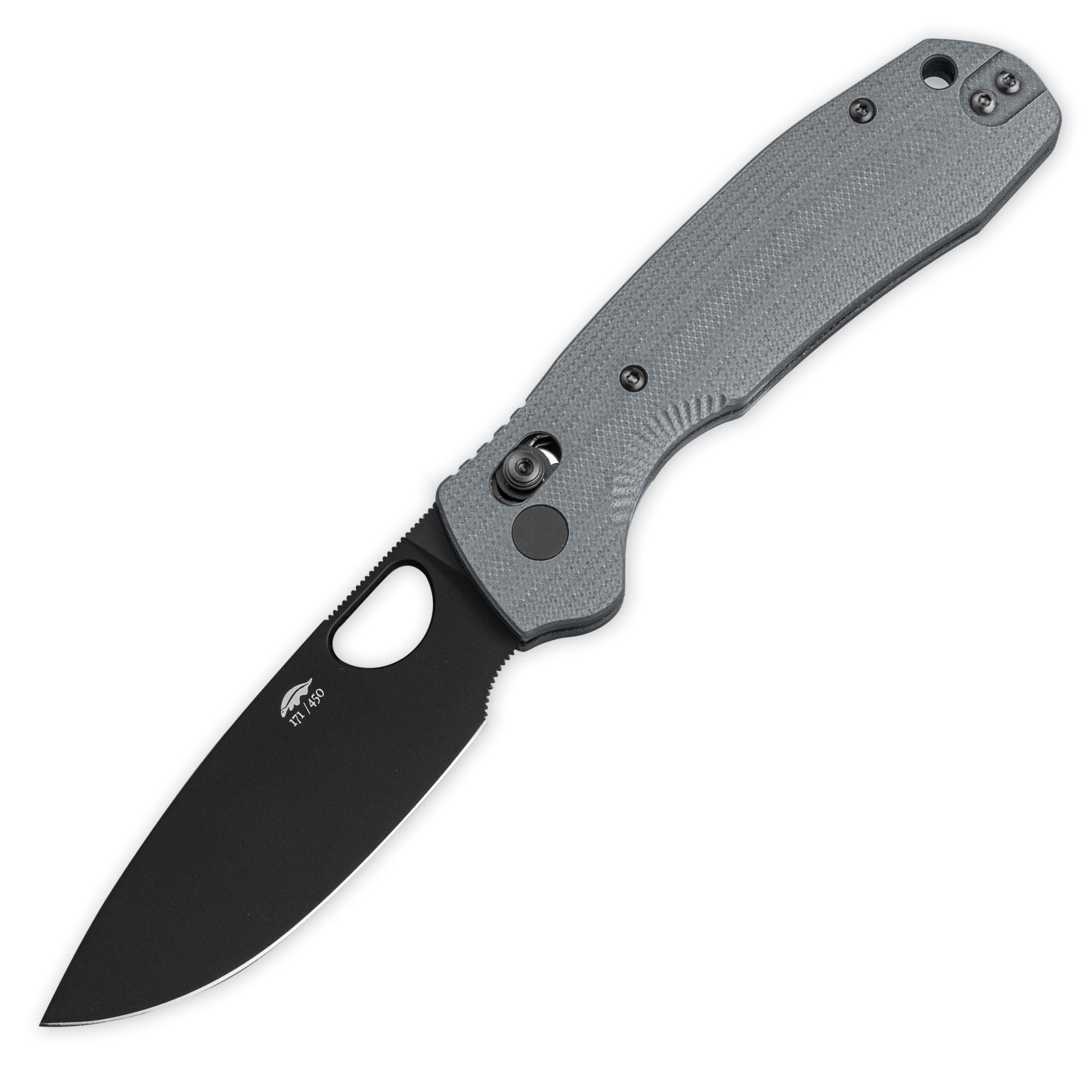 Limited Edition Crossbolt Drop Point Knife Grey G10 Handles D2 Steel - Dealer - Honey Badger Knives - HB6061