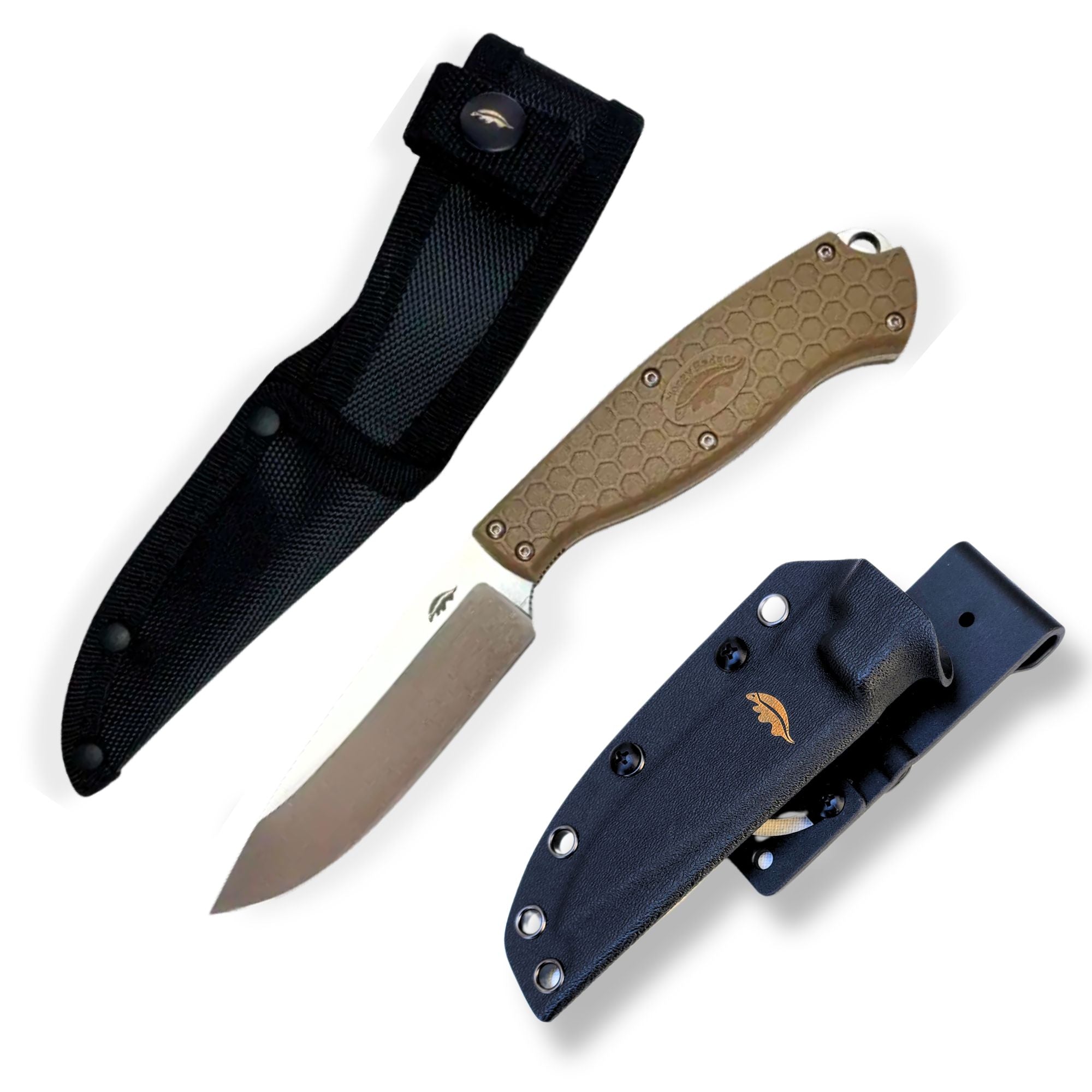 Outfitter Fixed Blade, Nylon & Kydex Sheath - Bundle - Honey Badger Knives - K - HB5302 - KY