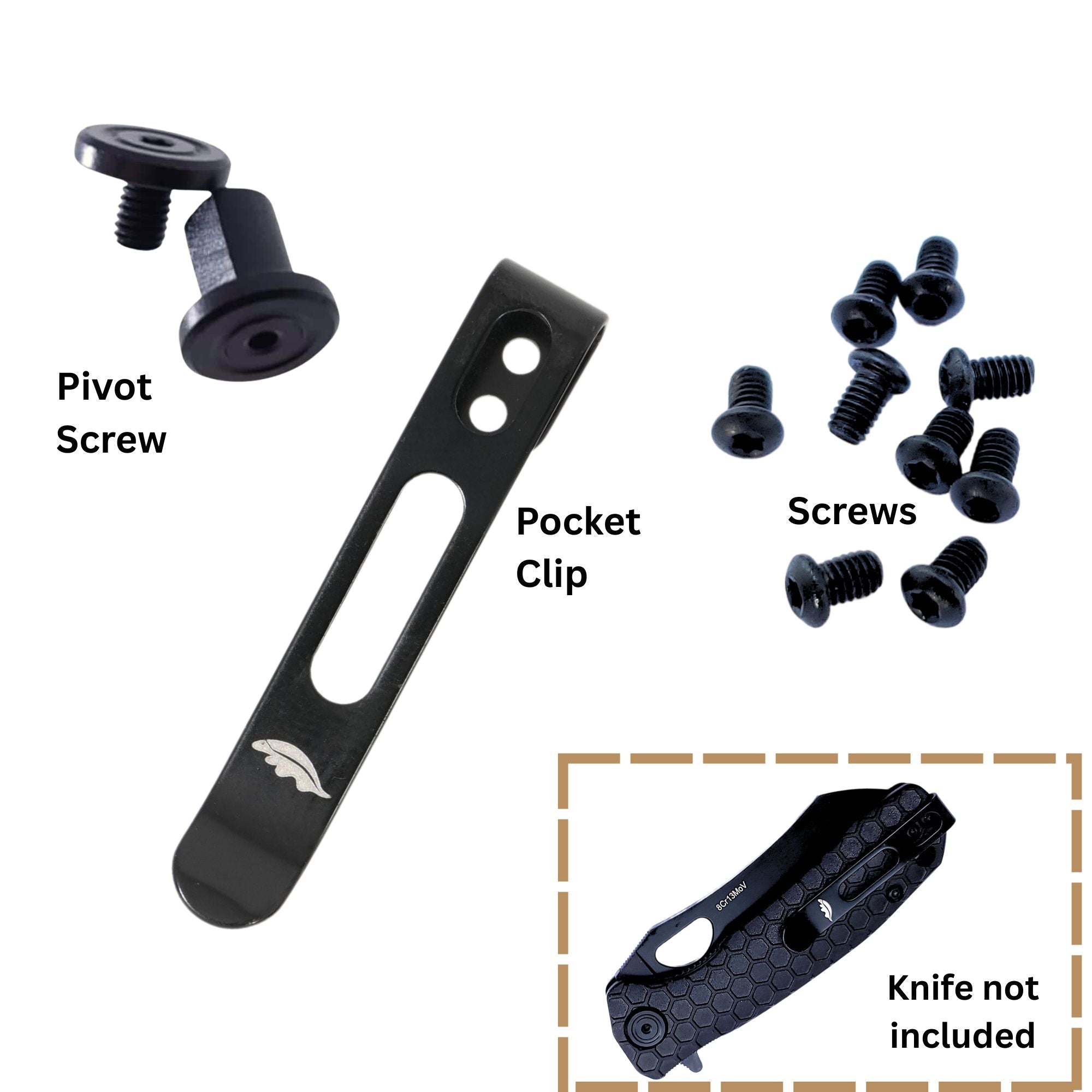 Black Screws & Clip Upgrade Kit - Honey Badger Knives - K - SCRWS - BLK - S