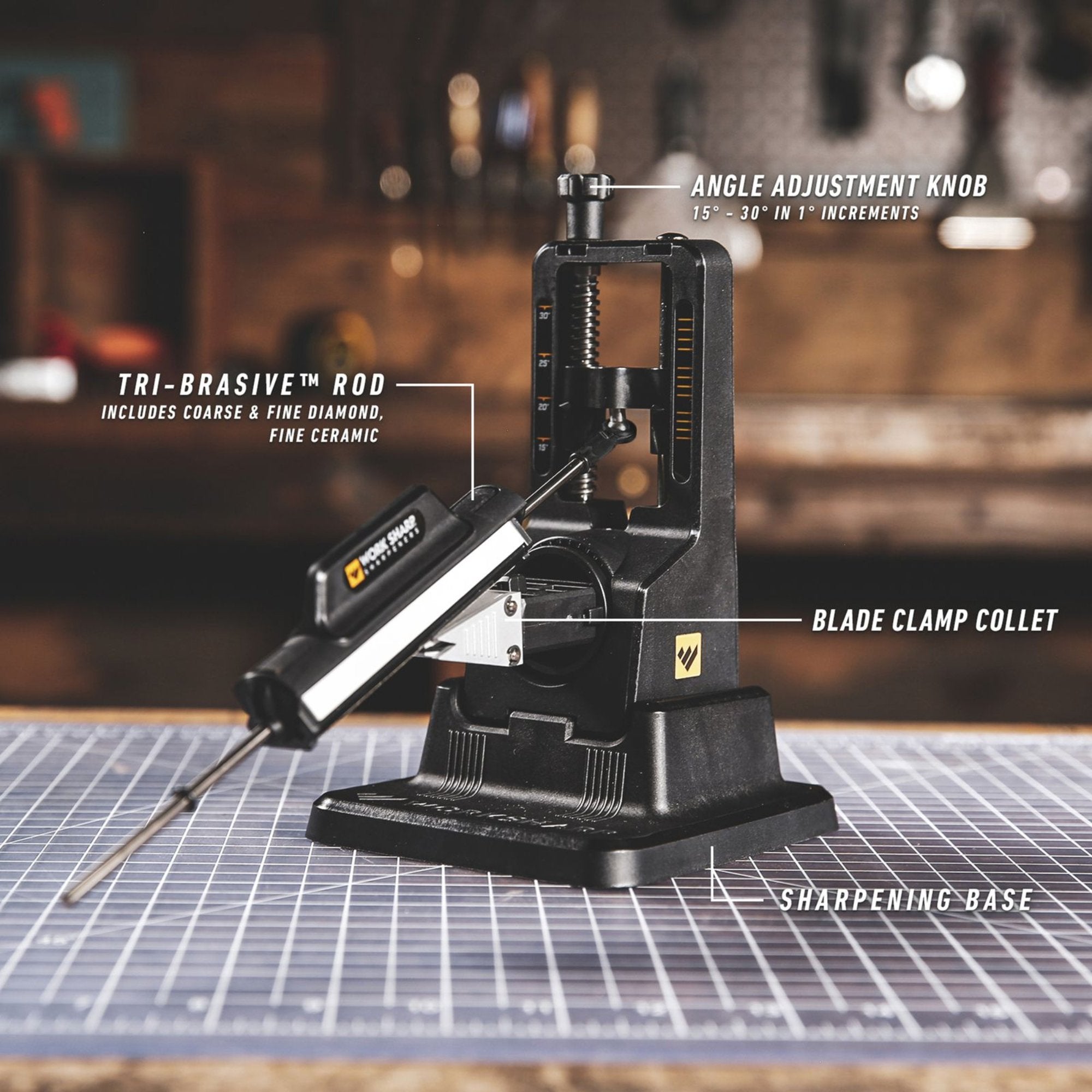 Work Sharp Precision Adjust Knife Sharpener with Tri - Abrasive and Pivot Response - Honey Badger Knives - WSBCHPAJ